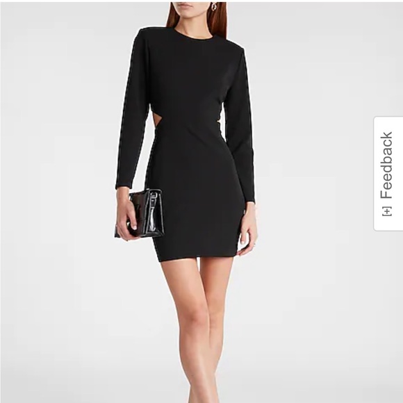 EXPRESS Strong Shoulder Side Cutout Mini Dress - Picture 12 of 15
